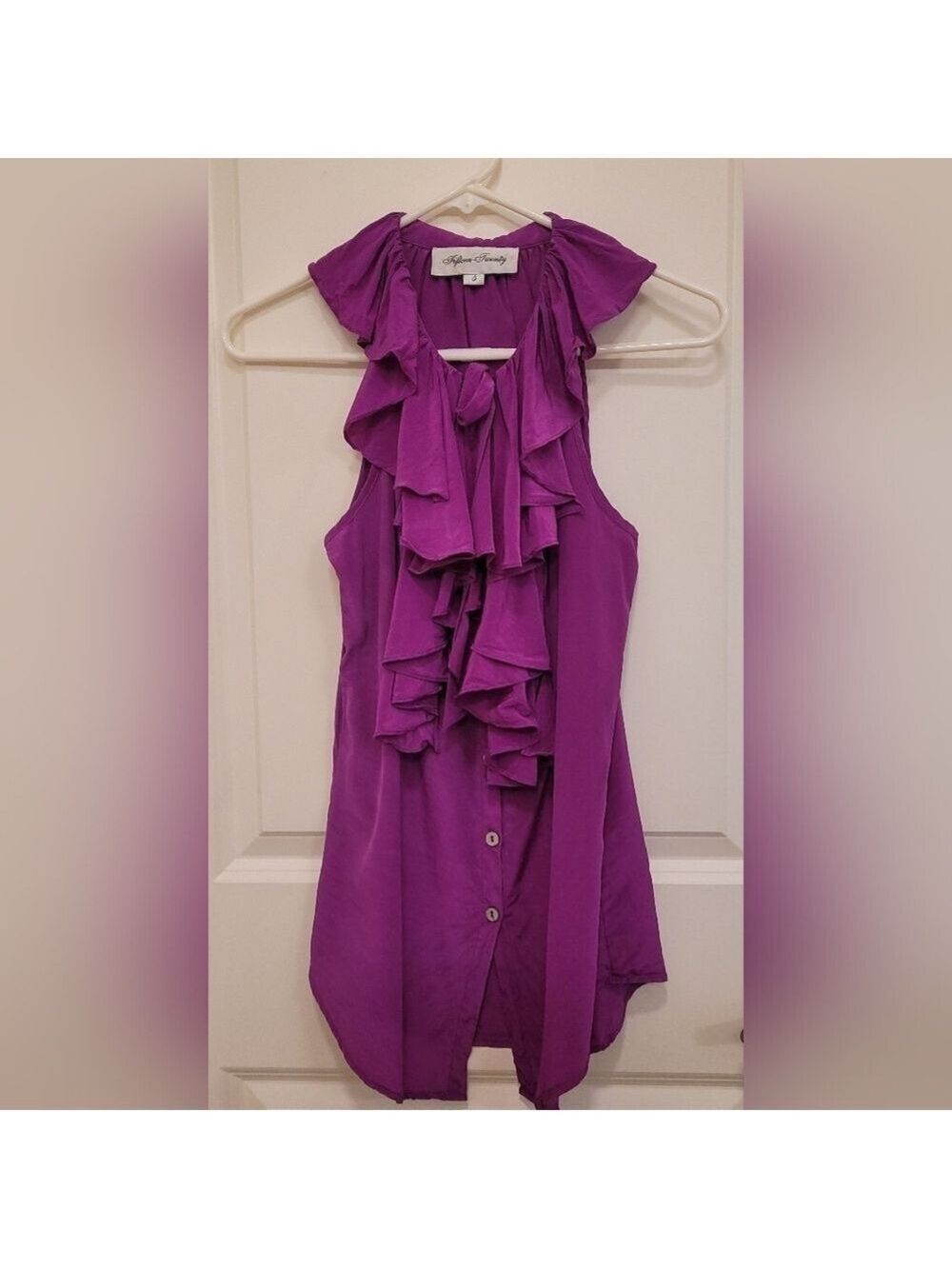 Purple Ruffled Sleeveless Blouse by Fifteen Twenty